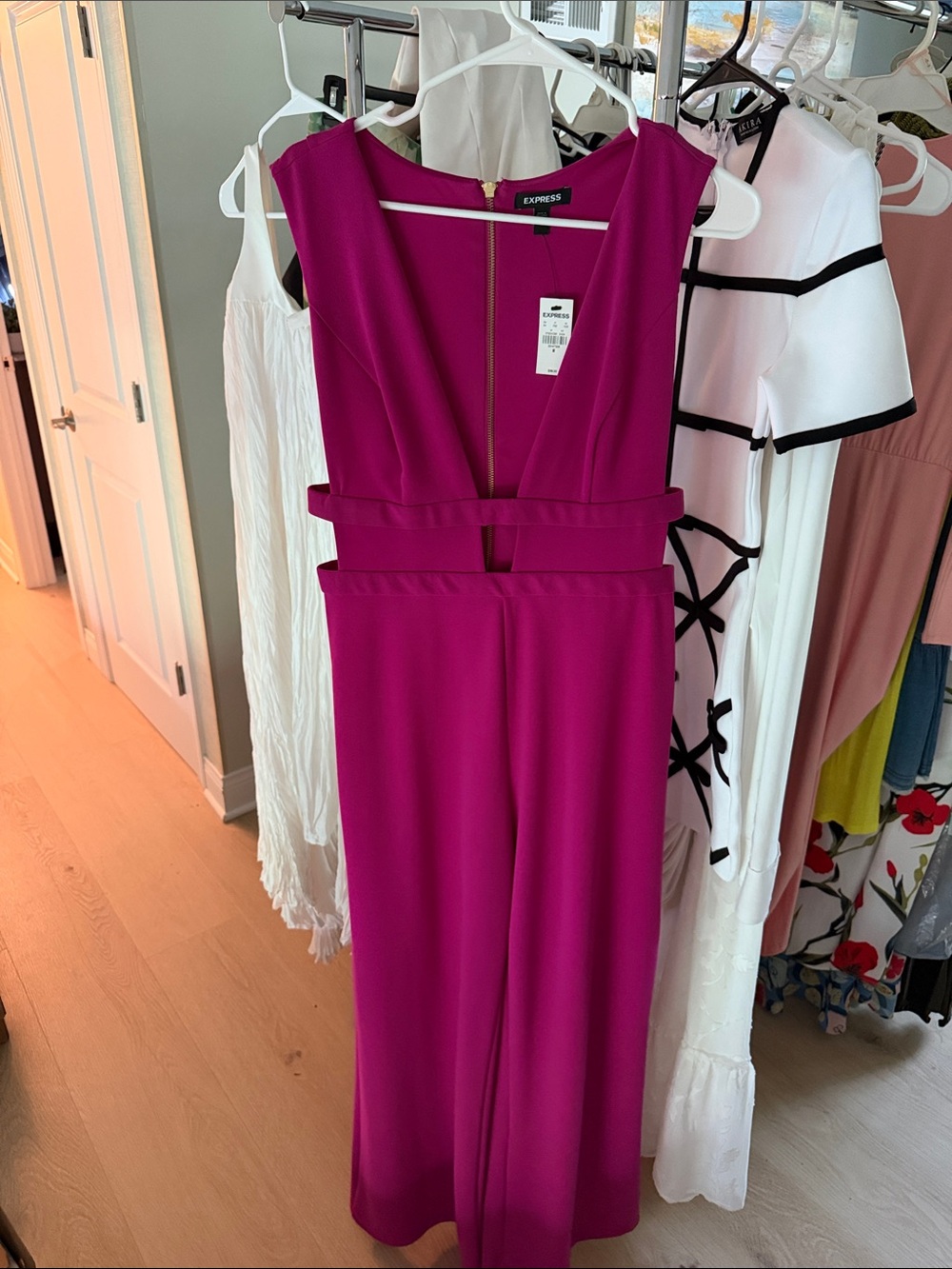 Express Magenta Cutout Wide-Leg Jumpsuit